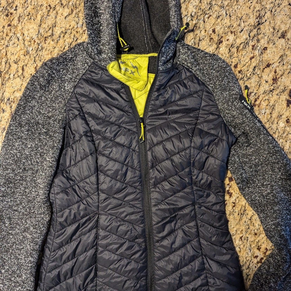 Women's Black and Gray Hooded Ski Jacket